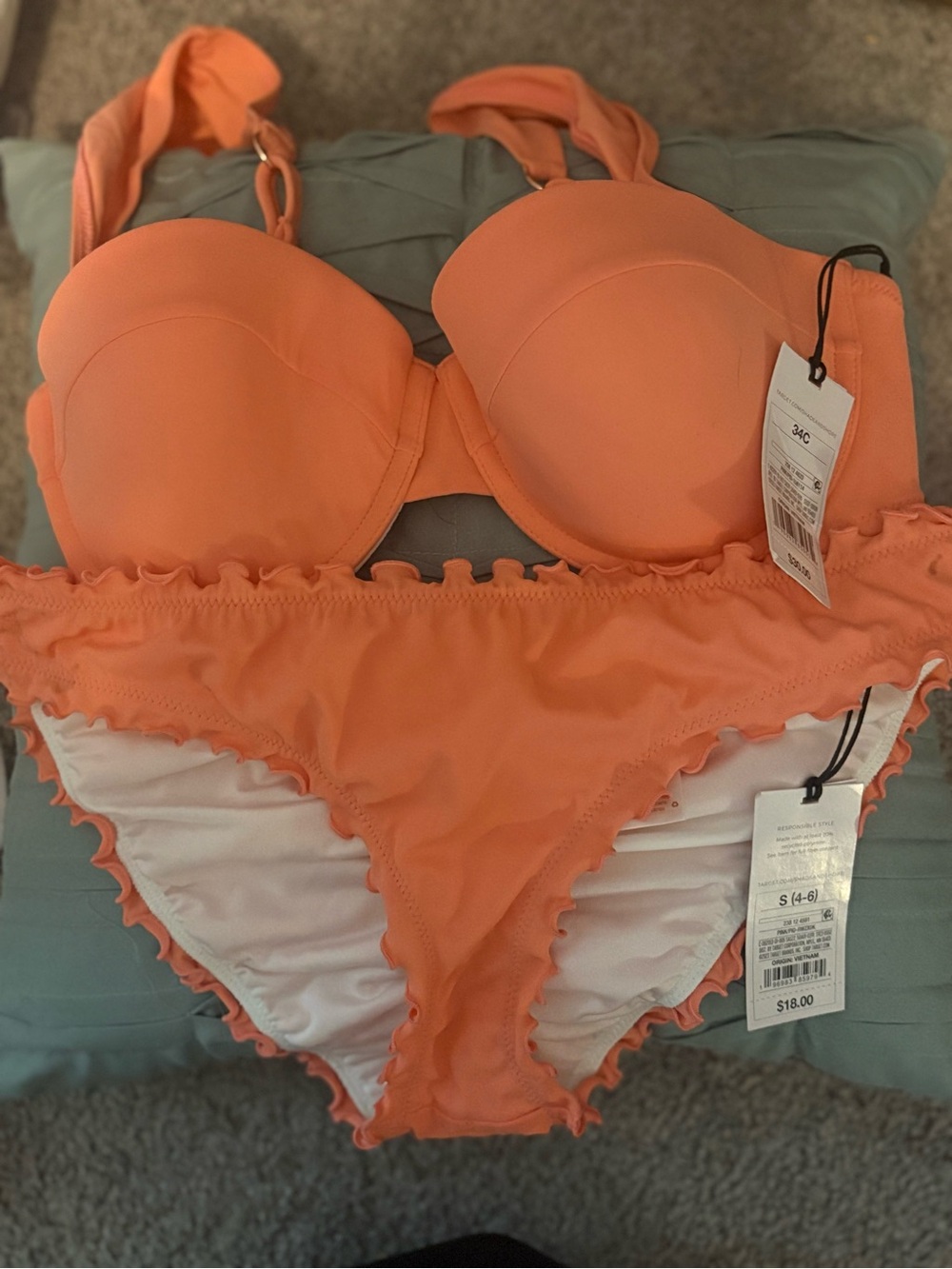 Target Orange Ruffle Bikini Set